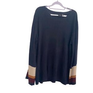 CLICHE NAVY PLUS SIZE SWEATER, COLOR BLOCK BELL SLEEVES 0895